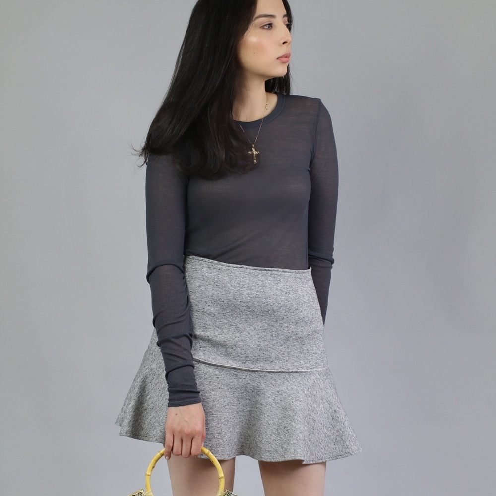 Gray mini flare skirt